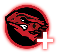 illustration of bearded dragon head with plus icon for care